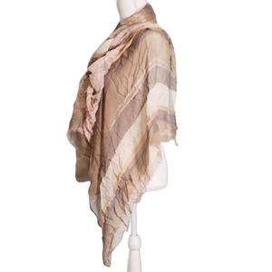 Pastel Harmony: Pink, Beige, Grey, and Cream Striped Lightweight Scarf